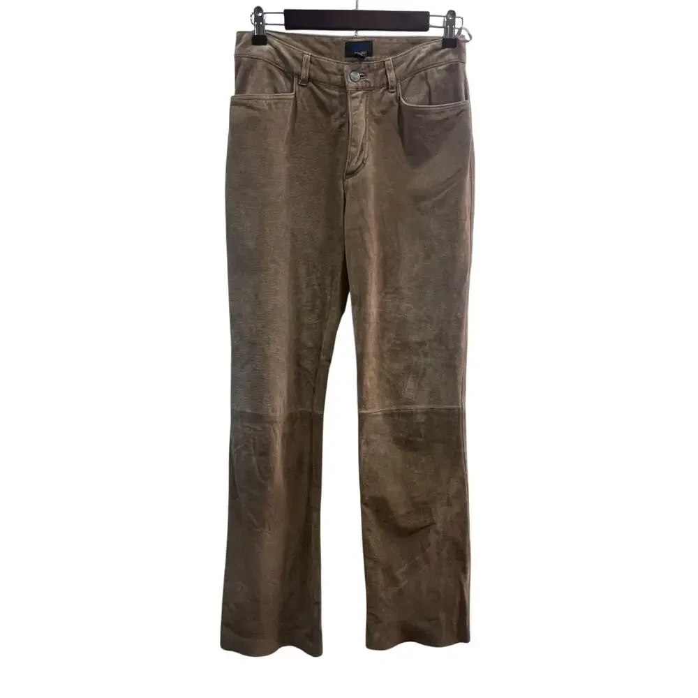 Vintage Jou Jou Tan Suede Leather Mid Rise Pants Women's Size 7/8 Western Boho - Picture 1 of 9